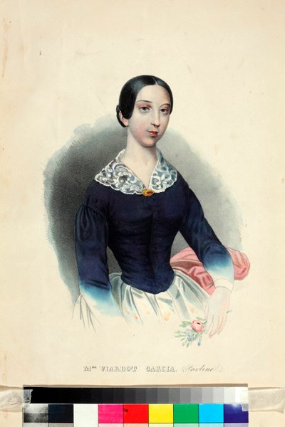 ""Porträtt av sångerskan och kompositören Pauline Viardot (1821-1910)"" (Porträtt av sångerskan och kompositören Pauline Viardot (1821-1910)) Anonym akvarell omkring 1840 Dim 44,5x31,5 cm I Turgenev Memorial Museum, Moskva av Unknown artist