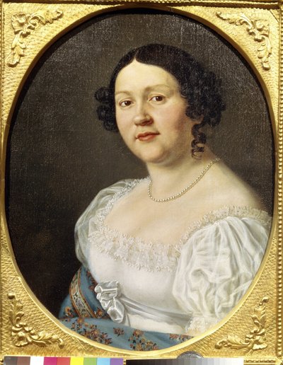 Porträtt av operasångerskan Sophia Vasilyevna Samoylova (Samoylova Chernikova) (1860-1936) (Porträtt av operasångerskan Sophia Vasilyevna Samoylova). Anonym målning, olja på duk, sent 1800-tal. Rysk konst, romantik. Statens teatermuseum a av Unknown artist