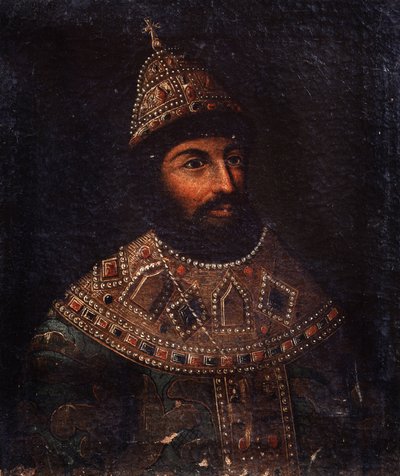 Porträtt av tsar Alexis I Mikhailovich av Ryssland (1629-1676) (Porträtt av tsar Alexis I Mikhailovich av Ryssland). Anonym målning. Olja på duk, 54 x 45,5 cm, andra hälften av 1600-talet. Statens centrala artillerimuseum, Sankt Petersburg. av Unknown artist