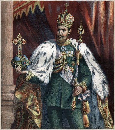 Porträtt till fots av Alexander III (1845-1895), kejsare av Ryssland, gravyr från 1892. av Unknown artist