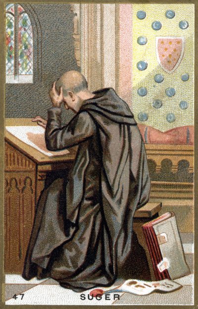 Porträtt av Abbe Suger (1081 - 1151). Kromolitografi från slutet av 1800-talet. av Unknown artist
