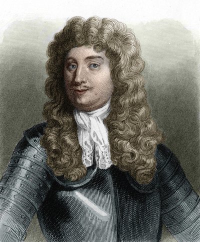 Porträtt av Abraham, markis Duquesne (1610 - 1688), fransk sjöman - i Histoire des Français av Lavallée, gravyr, nd. av Unknown artist