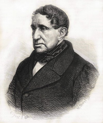 Porträtt av Achille Léonce Victor Charles de Broglie (1785 - 1870), hertig av Broglie. Gravyr av 1800-talet. av Unknown artist