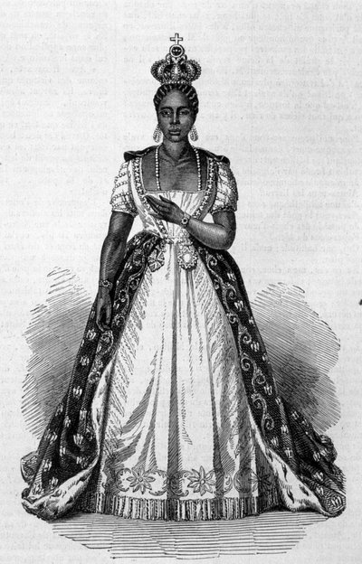 Porträtt av Adelina Leveque Soulouques hustru till Faustin I, kejsare av Haiti från 1847 till 1859 Gravyr från 1856 av Unknown artist