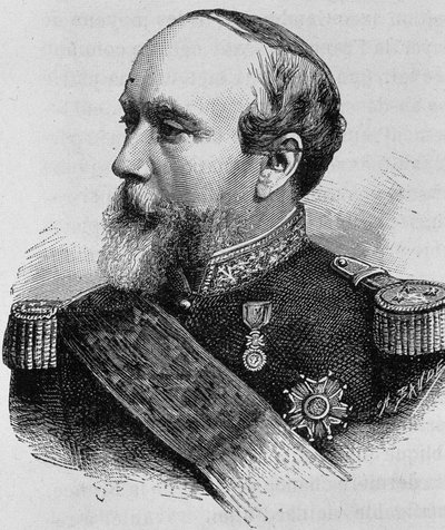 Porträtt av amiral Pothuau (1815-1882). Gravyr från slutet av 1800-talet i "Histoire de France"" av H. Martin. av Unknown artist