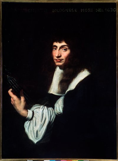 Porträtt av Agostino Trombetti (1600-talet) italiensk gitarrist och sångare Anonym målning. 1600-talet. Bologna, civico Museo Museo av Unknown artist