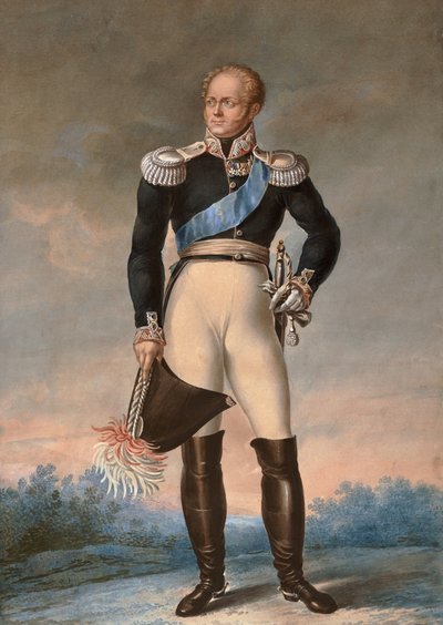 Porträtt av Alexander I av Ryssland, ca. 1819 - Akvarell - Fotporträtt av Alexander I, tsar av Ryssland (1777-1825)”” Anonym akvarell av Unknown artist