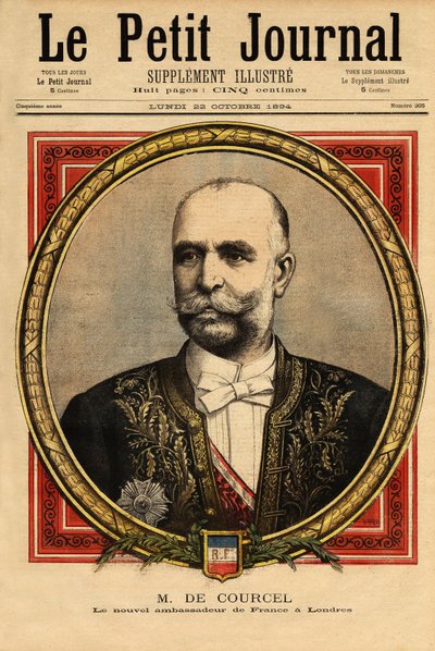 Porträtt av Alphonse Chodron de Courcel (1835-1919), fransk politiker, diplomatisk karriär, i Tyskland (1881-1886) och Storbritannien (1894-1898), ordförande i styrelsen för Paris Orleans järnvägar och medlem av moralakademin och sid av Unknown artist