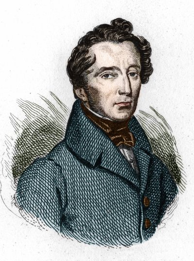 Porträtt av Alphonse de Lamartine (1790 - 1869) fransk poet. av Unknown artist