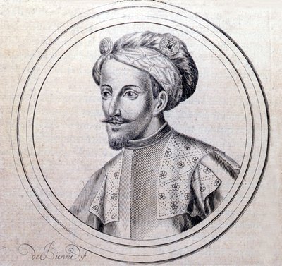 Porträtt av Amedee V av Savoyen sa Le Grand (1249 - 1324) (Amedeo VI di Savoia detto il Grande) i "" Genealogical History of the Royal House of Savoy" av Samuel Guichenou, Lyon 1660. av Unknown artist