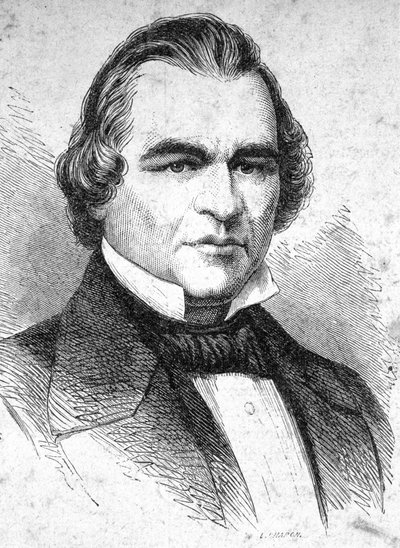 Porträtt av Andrew Johnson (1808 - 1875) amerikansk statsman - i ""The Contemporains"", n.d. sent 1800-tal. av Unknown artist