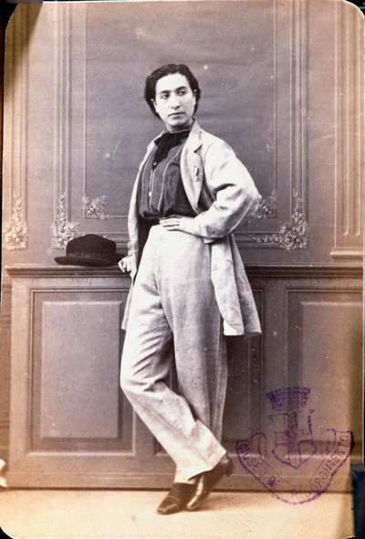 Porträtt av Anita Garibaldi (1821-1849), hustru till Giuseppe Garibaldi, i herrkläder, hennes hår klippt i Rom för att gå obemärkt förbi av Unknown artist