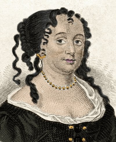 Porträtt av Anne Hyde (1637-1671), hertiginna av York och första fru till James II av England. Gravyr av 1800-talet. av Unknown artist