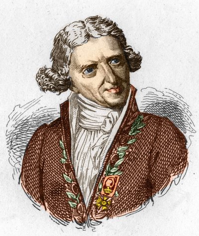 Porträtt av Antoine Augustin Parmentier (1737 - 1813), fransk militärapotekare och agronom. Gravyr från 1845. av Unknown artist