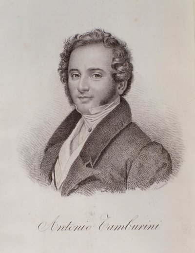 Porträtt av Antonio Tamburini (gravyr av Unknown artist