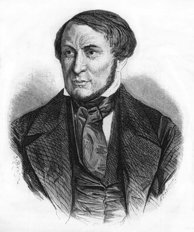 Porträtt av Auguste Barbier (1805 - 1882), fransk författare. gravyr från 1870. av Unknown artist