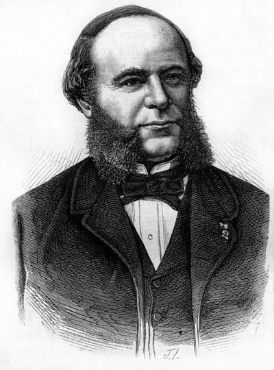 Porträtt av Auguste Pouyer-Quertier (Pouyer Quertier) (1820 - 1891). Gravyr från slutet av 1800-talet i "Histoire de France"" av H. Martin. av Unknown artist