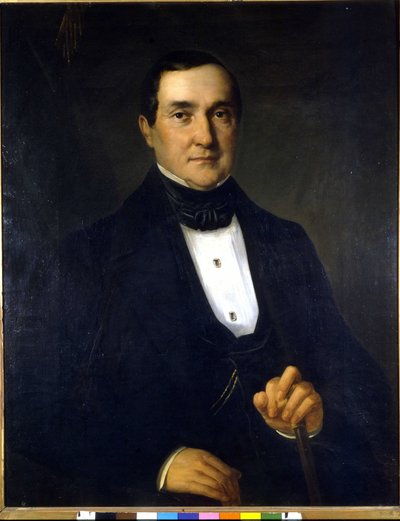 Porträtt av Bartolomeo Merelli (1793-1879), första direktören för Scala. Anonym målning från 1800-talet. av Unknown artist