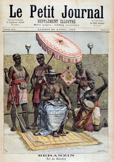 Porträtt av Behanzin (1844-1900), kung av Dahomey (Benin) - i "" Le Petite Journal"" av 1892-04-23 av Unknown artist