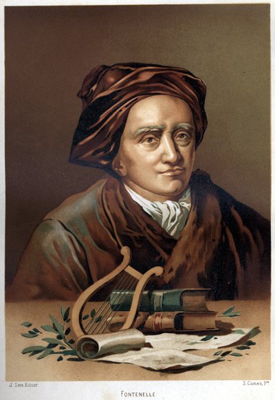 Porträtt av Bernard Le Bouyer (Bovier) av Fontenelle (1657-1757). Kromolitografi från slutet av 1800-talet. baserad på "Science and its Men" av Louis Figuier. Barcelona 1881 av Unknown artist