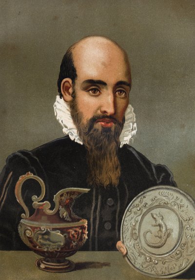 Porträtt av Bernard Palissy (1510 - 1589). Kromolitografi från slutet av 1800-talet. baserad på "La Ciencia y sus Hombres" av Louis Figuier. Barcelona 1881 av Unknown artist