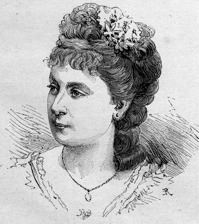 Porträtt av Blanche Beretta (Beretta) (f. 1855), fransk komiker, medlem av Comedie Francaise från 1875 till 1901. Gravyr i "" Le Monde Illustré"" n¡1168 den 16 augusti 1879. av Unknown artist