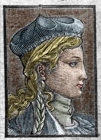 Porträtt av Brunehaut eller Brunehilde (ca 534 -613) hustru till Sigebert I. av Unknown artist