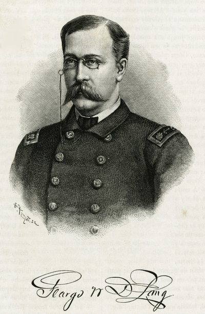 Porträtt av kapten Georges Washington De Long (1844-1881) av besättningen på La Jeannette, för uppdraget till nordpolen. Gravyr för att illustrera "Le voyage de la Jeannette"" av Unknown artist