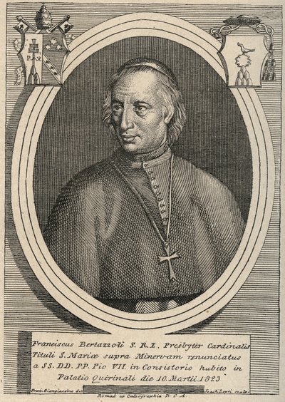 Porträtt av kardinal Francesco (Francois Franciscus) Bertazzoli (1754-1830) av Unknown artist
