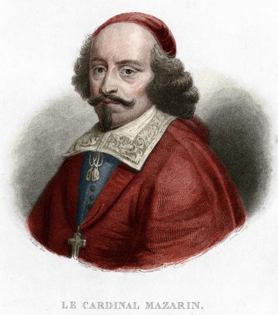 Porträtt av kardinal Jules Mazarin (1602-1661) gravyr av av Unknown artist
