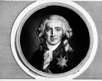 Porträtt av Charles Alexandre de Calonne (1734-1802). Gravyr i "" Komplett samling av historiska målningar från den franska revolutionen, i tre volymer.""" 1804. av Unknown artist