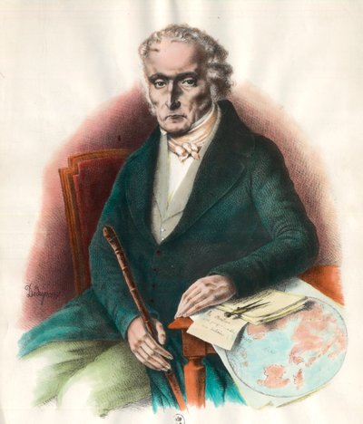 Porträtt av Charles Fourier (1772 - 1837), fransk socialistisk teoretiker. Gravyr av 1800-talet. Privat samling. av Unknown artist