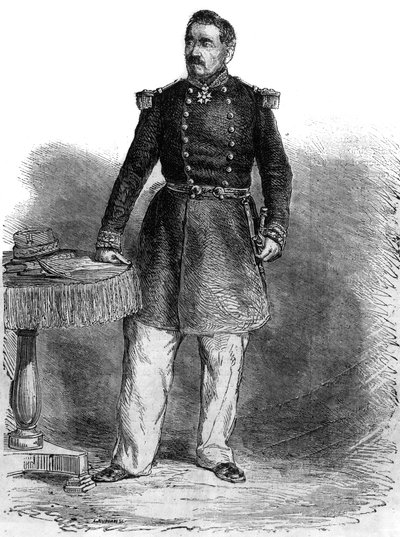 Porträtt av Charles Guillaume Marie Appollinaire Antoine Kusin Montauban, Comte of Palikao (1796-1878) - engelsk general och statsman - gravyr av Unknown artist