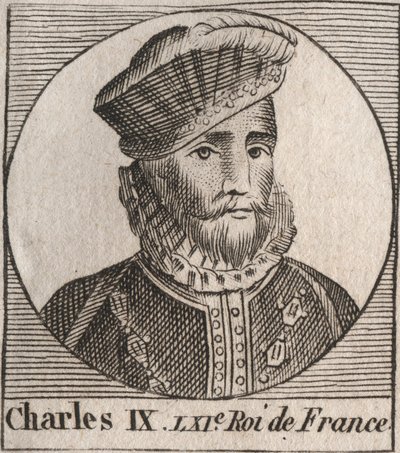 Porträtt av Karl IX (1550-1574), kung av Frankrike - Karl IX kung av Frankrike från 1560 till 1574 - gravyr från "Instruction sur l