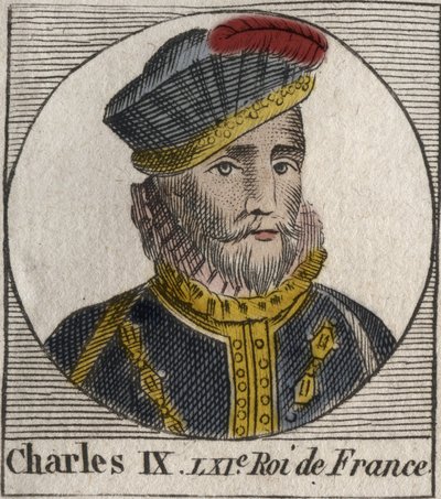 Porträtt av Karl IX (1550-1574), kung av Frankrike - Karl IX kung av Frankrike från 1560 till 1574 - gravyr från "Instruction sur l