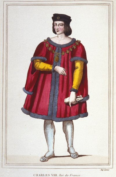 Porträtt av Karl VIII (1470 - 1498), kung av Frankrike gravyr från 1830 av Unknown artist