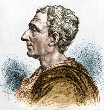 Porträtt av Charles de Secondat (1689 - 1755), Baron De La Brède och Montesquieu. Gravyr av 1800-talet. av Unknown artist