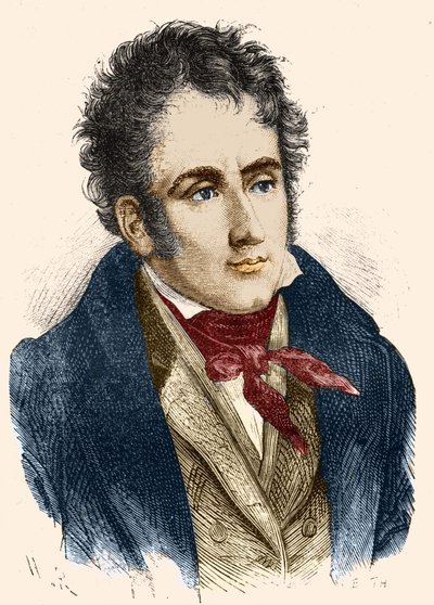 Porträtt av Chateaubriand. Gravyr sd. 1800-talet. av Unknown artist