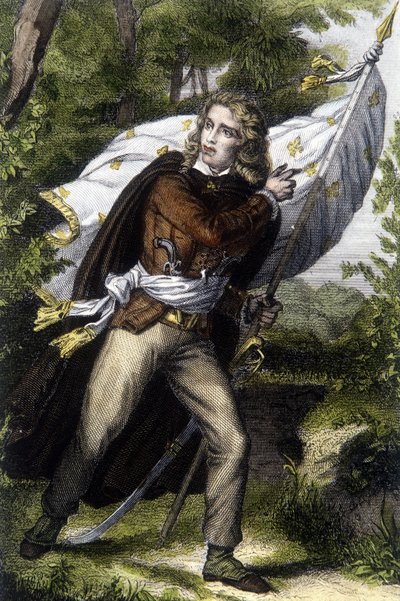 Porträtt av kocken Chouan Jacques Cathelineau (1759-1793) som bär banderollen med blommor av liljor av Unknown artist