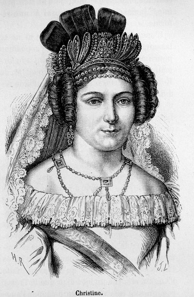 Porträtt av Christine de Suede kallad drottning Christine (1626-1689). av Unknown artist