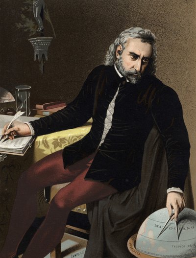 Porträtt av Christopher Columbus på italienska Cristoforo Colombo: Navigator av geners ursprung (Genes av Unknown artist