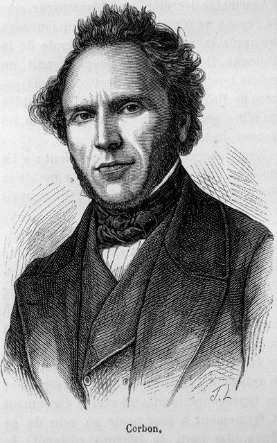 Porträtt av Claude Anthime Corbon (1808 - 1891). Gravyr från slutet av 1800-talet i "Histoire de France"" av H. Martin. av Unknown artist