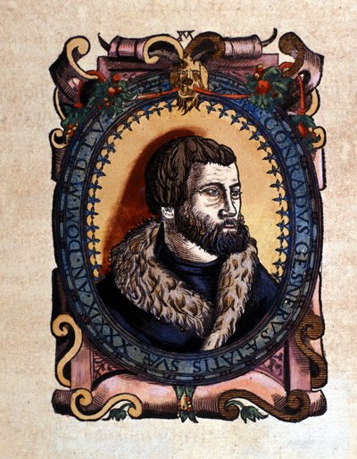 Porträtt av Conrad Gesner (1516 - 1565) Zürich-läkare efter Historia Animalium av Conrad Gesner, Tiguri 1560. Biblioteca Nazionale Braidense. Milano av Unknown artist
