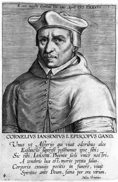 Porträtt av Cornelius Jansen, dit Jansenius (1585-1638), Jansenismens grundare. Gravyr från 1600-talet. av Unknown artist
