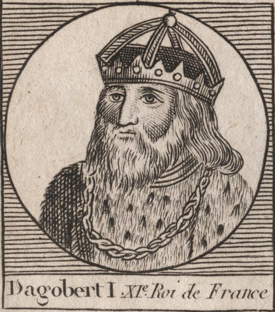 Porträtt av Dagobert, frankernas kung från 628 till 638 - Dagobert (605-39) Frankernas kung - gravyr från "Instruction sur l