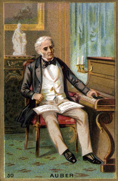 Porträtt av Daniel François Esprit Auber (1782-1871), fransk kompositör. Kromolitografi av 1800-talet. av Unknown artist