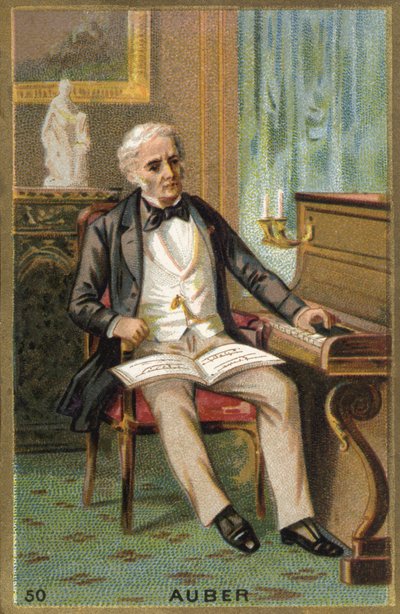 Porträtt av Daniel François Esprit Auber (1782-1871), fransk kompositör. Kromolitografi 1800-talet. av Unknown artist