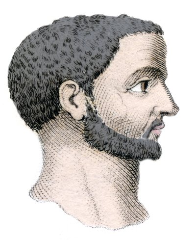 Porträtt av Diocletianus (Gaius Aurelius Valerius Diocletianus, 245-316), romersk kejsare från 284 till 305. Gravyr från 1800-talet. av Unknown artist