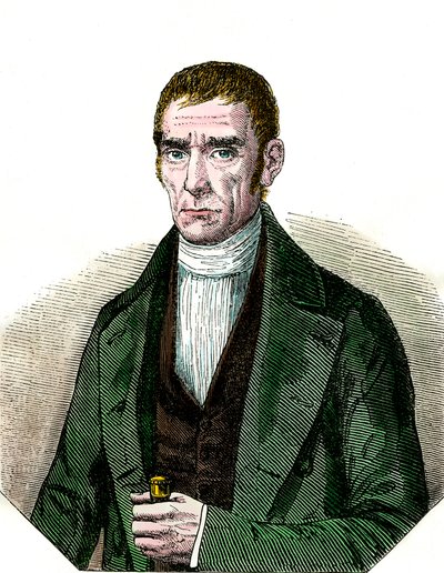 Porträtt av Don Joaquim Suares (1781-1868) Republiken Uruguays president. Gravyr av 1800-talet. Coll. Av. av Unknown artist