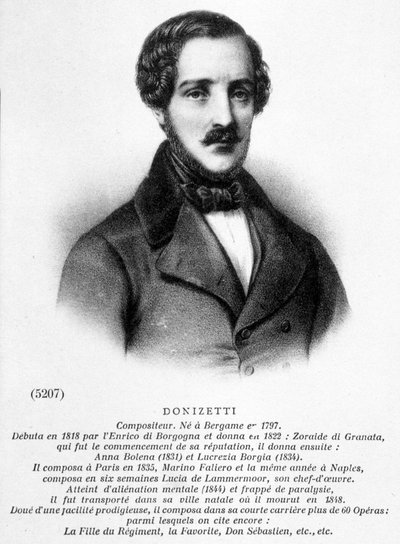 Porträtt av Donizetti Gaetano av Unknown artist